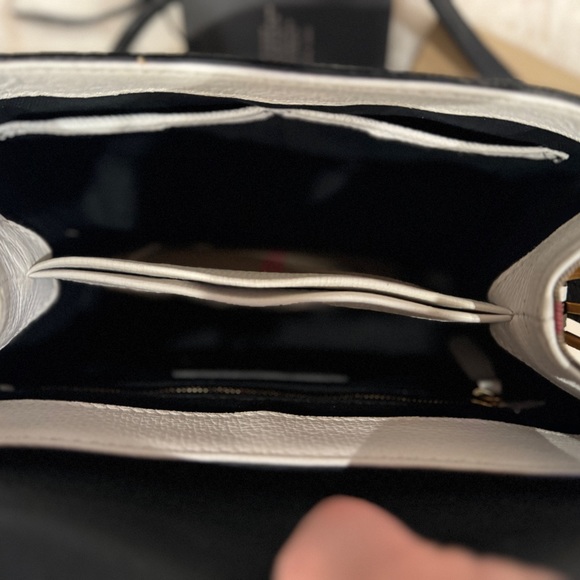 Camberley Derby Small Leather Tote Bag, White/Black - Picture 9 of 14